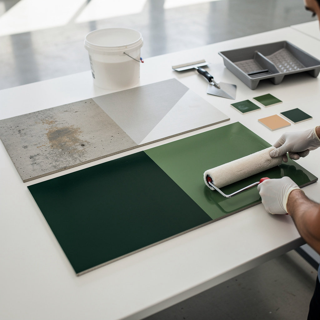 Laboratorio di resina epossidica Projektbeispiele - professionelle Epoxidharz-Bodenbeschichtungen in Düsseldorf mit Vorher-Nachher-Transformationen